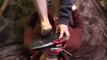 Preview 1 of Capetown Colourd Girls - Girl makes guy to sniff her stinky nylon feet