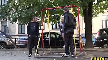 Preview 1 of Forced Gangbang Rum Job - Russian teen picked off for rough anal