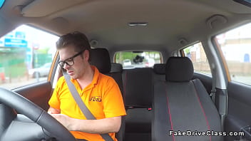 Preview 1 of Son Sory Mom - Couple banging in fake driving school car