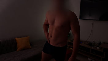 Preview 1 of Www Xxx Karbi Com - Strong guy posing while wanking at the evening and cums a lot