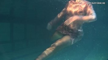 Preview 1 of Class Gangbang - Lozhkova in see through shorts in the pool