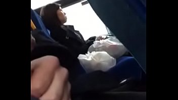Preview 2 of Only Black Ass Ball Com Short - Public bus handjob front of Asien women