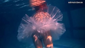 Preview 2 of Tricked Clothes - Bulava Lozhkova with a red tie and skirt underwater