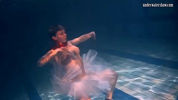 Preview 3 of Tricked Clothes - Bulava Lozhkova with a red tie and skirt underwater