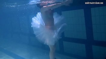 Preview 1 of Tricked Clothes - Bulava Lozhkova with a red tie and skirt underwater