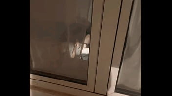 Preview 4 of Pee Gasm - Spying flatmate Jerking Off (from the street window)