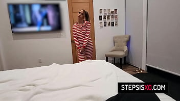 Preview 1 of Antervasna Vidio - Slutty stepsis Khloe Kapri seduces her stepbro and start playing with his hard cock