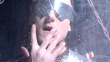 Preview 2 of Neval Kissing Seller Giral - Gay strip dance by kinky guy in spandex suit with big cock cumming