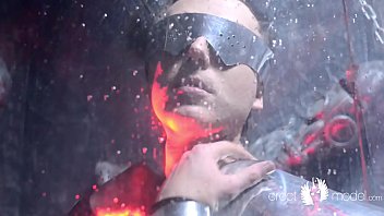 Preview 3 of Neval Kissing Seller Giral - Gay strip dance by kinky guy in spandex suit with big cock cumming