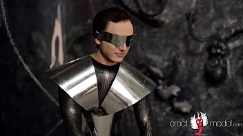 Preview 1 of Neval Kissing Seller Giral - Gay strip dance by kinky guy in spandex suit with big cock cumming