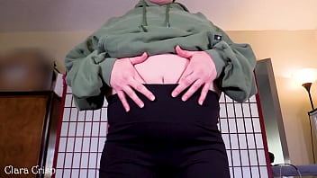 Preview 1 of Mother Groping Videos - Worship My Soft Jiggly Belly | Squeezing Dropping and Bouncing to Make This Chubby Belly Ripple | Clara Crisp Shows Off Soft Round Belly
