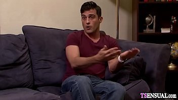Preview 1 of Fahd Ft G - Latina shemale with a hard dick anal fucks a spying guy
