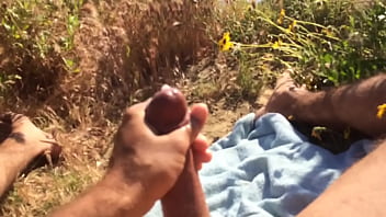 Preview 4 of Vasla Xx - Big cock blows his load at a public beach!