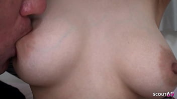 Preview 2 of Stripper In The Hood - Slim Japanese Teen with big bouncing Boobs get Cum inside Hairy Pussy by old Guy