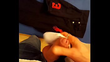 Preview 2 of Varjin Xxx Movi - Huge cumshot into ripped white shirt cuffs,  double cum