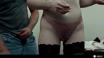 Preview 2 of Fast Time Piron Sex - The Button Stops The Time - Nathan Undresses Hazel Moore,  Fucks Her And Cums On Her Hairy Pussy