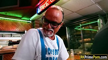 Preview 1 of Varones - Skinny teen Sadie Pop fucked in a resto