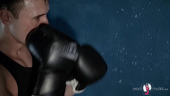 Preview 2 of Cynthya - Naked boxer guy masturbating after workout in gay boxing porn