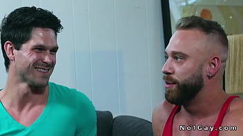 Preview 2 of Krissy Leyn - Gay Devin Franco takes pierced cock from Brogan up his ass after interview
