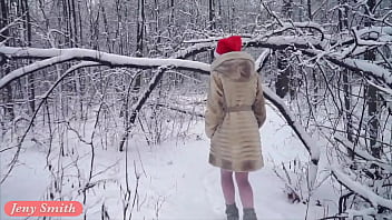 Preview 1 of Kajal Raghwani Sexy Chudai Video - White stockings wet in snow - Happy New Year from Jeny Smith
