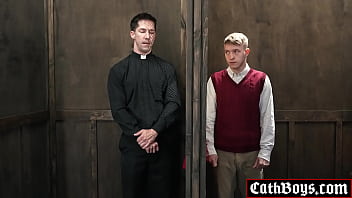 Preview 1 of Couples Sex Games - Altar Boy Noah White seeking for Eddie Patricks forgiveness ends up geting his dick in his ass riding him on his lap