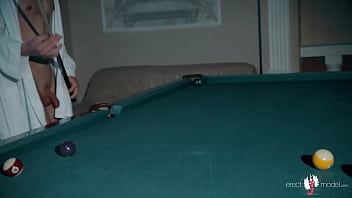 Preview 3 of Amanda Cer - Naked guy swimming ended with big dick handjob on a pool table