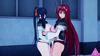 Preview 1 of Indin Model - Rias Gremory e Akeno Himejima si sfregano la figa