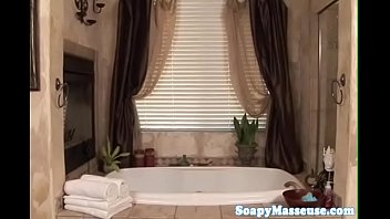 Preview 1 of Xmovie Film - Busty sensual masseuse throats cock in bath