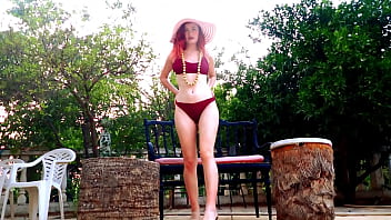 Preview 1 of Tennis Tranny - Ariel Ortiz loves to swim in the pool,  while her neighbor watches her masturbate. She is a sexy redhead,  who loves to be watched in the pool