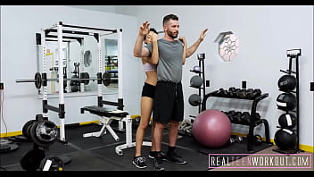 Preview 1 of Busty Mom Needs Help Son Sex - Hot Black Teen Fucks White Guy During Workout