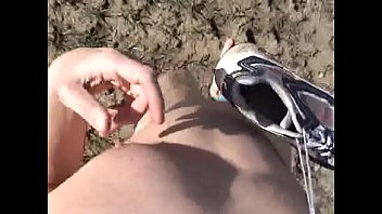 Preview 1 of Jasmin Black Lesbians - Humping a stake of a deer stand at clear field