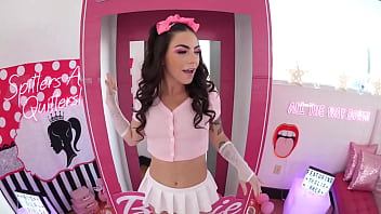 Preview 1 of Squit Choke - college girl lost a bet and has to play barbie for the dean