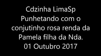 Preview 1 of Nature Beuty - IMG 5645Punhetando usando o conjutinho rosa de renda da Pamela filha da Nda 2017