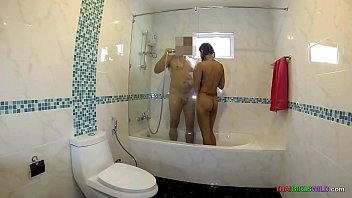 Preview 1 of Lick Me While I Slap Your Face - Wife showers with hubby and gives him a blowjob