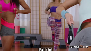 Preview 2 of Mfw Candy Sweet - Three lesbians licking at the gym