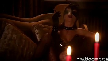 Preview 1 of Maya Gettink - Anal play with inked Mistress with pink hair and Her brunette female slave in black fishnet stockings