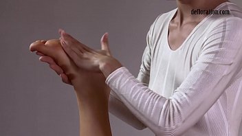 Preview 3 of Nerdy Girl Givingup That Brain - Pussy of Nikita rubbed in a lesbian massage