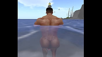 Preview 2 of Urdu Sax Video Xxx Donlod - drone catches hunky musclebear heyward swimming in ocean