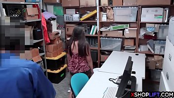Preview 1 of Alexis Fawx Black Leather - Petite teen thieves fucked by a mall cops hard cock