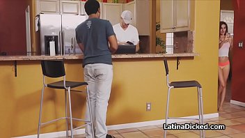 Preview 1 of Caught Little Babes - Spicy Latina gf cheats in front of busy bf