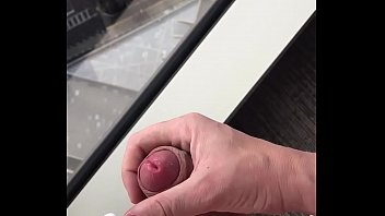 Preview 2 of Koja Sara Xx In Ladyboy - Me wanking with big cumshot over hotel room window,  during daylight