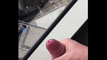 Preview 3 of Koja Sara Xx In Ladyboy - Me wanking with big cumshot over hotel room window,  during daylight