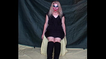 Preview 1 of Free Sex Education - Shy one in chair legs apart shows her big hairy cunt