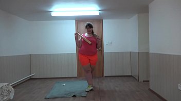 Preview 1 of Beloved Toy - A fat girl in sneakers masturbates her hairy pussy with a baseball bat