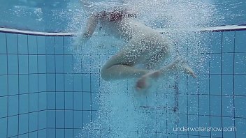 Preview 1 of So Huge Milf - Roxalana Chech in scuba diving in the pool