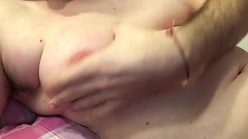 Preview 3 of Milf Blue Panties - Fat Belly And Moobs Play