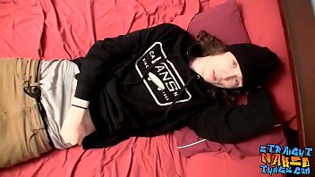Preview 2 of Kendra Lust Group Sex Full - Skinny twink Sean Johansen enjoys wanking his fat shaft
