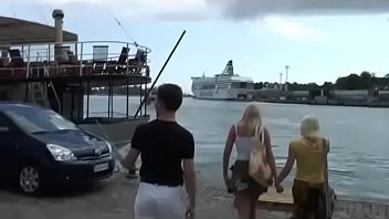 Preview 1 of Natasha Nice Interacial - nordic teen threesome sex in public