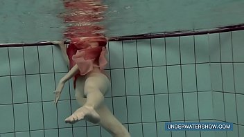 Preview 3 of Audrey Bitoni Ianal - Katya Okuneva in red dress pool girl