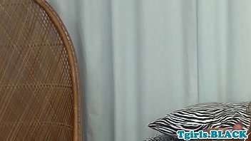 Preview 3 of Repe To Ten Sister - Masturbating ebony ts strokes her hard cock